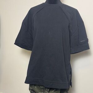 Zara Black Short Sleeve T-Shirts Heavy Weight Zip Pickets Size M